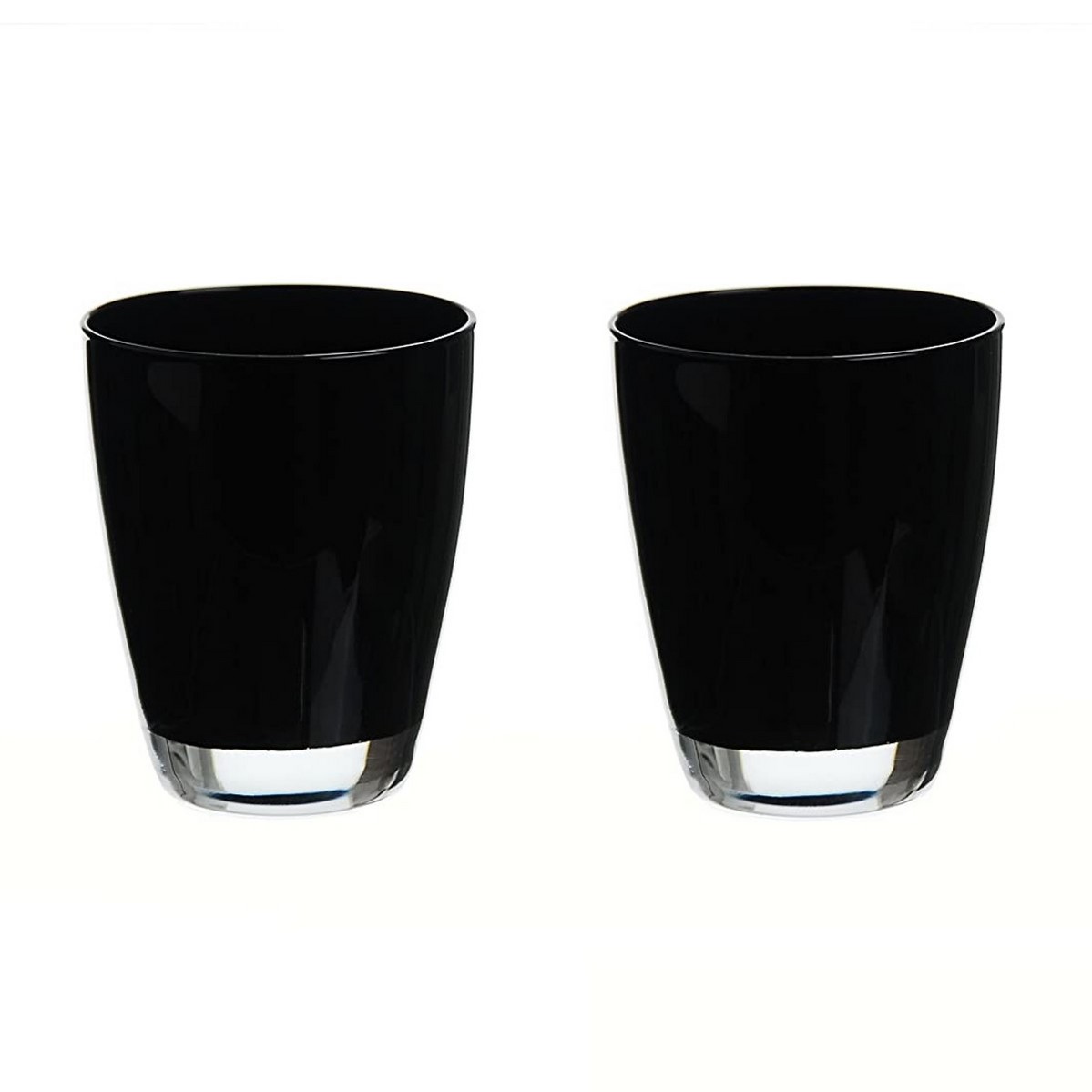 Bicchiere acqua vetro colorato serie Happy nero cl 30 set 2 pezzi